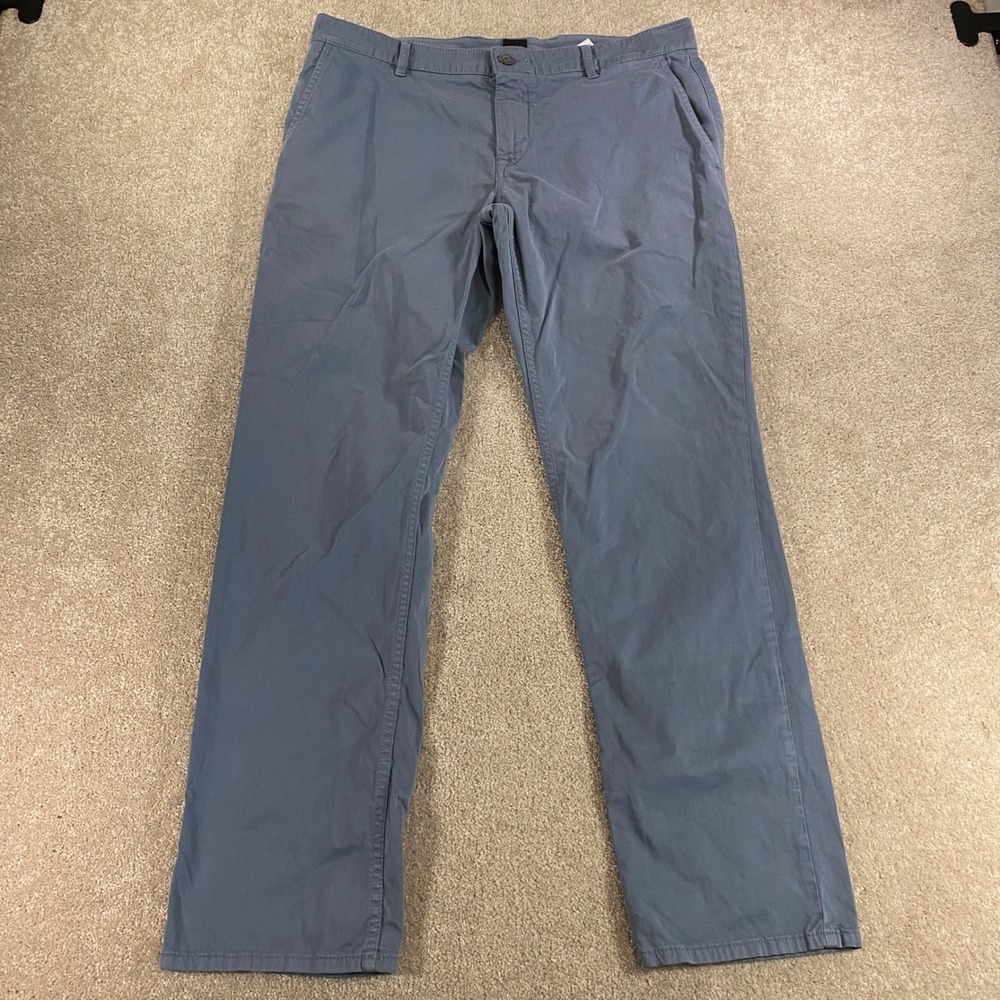 Hugo Boss Trousers Mens 36/32 Blue Regular Fit Straight Leg Cotton Chino Pants